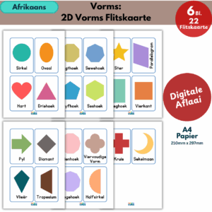 afrikaans 2d shapes basic flashcards