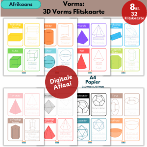 afrikaans 3d shapes flashcards