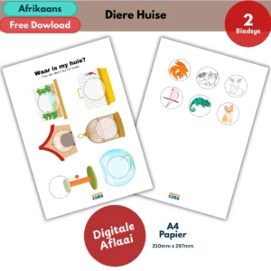 afrikaans animal homes printable