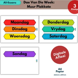 afrikaans days of the week wall posters 3