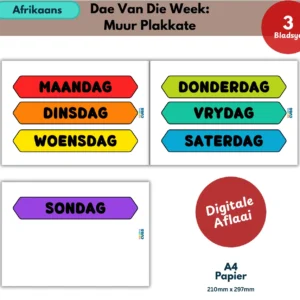 afrikaans days of the week wall posters 4