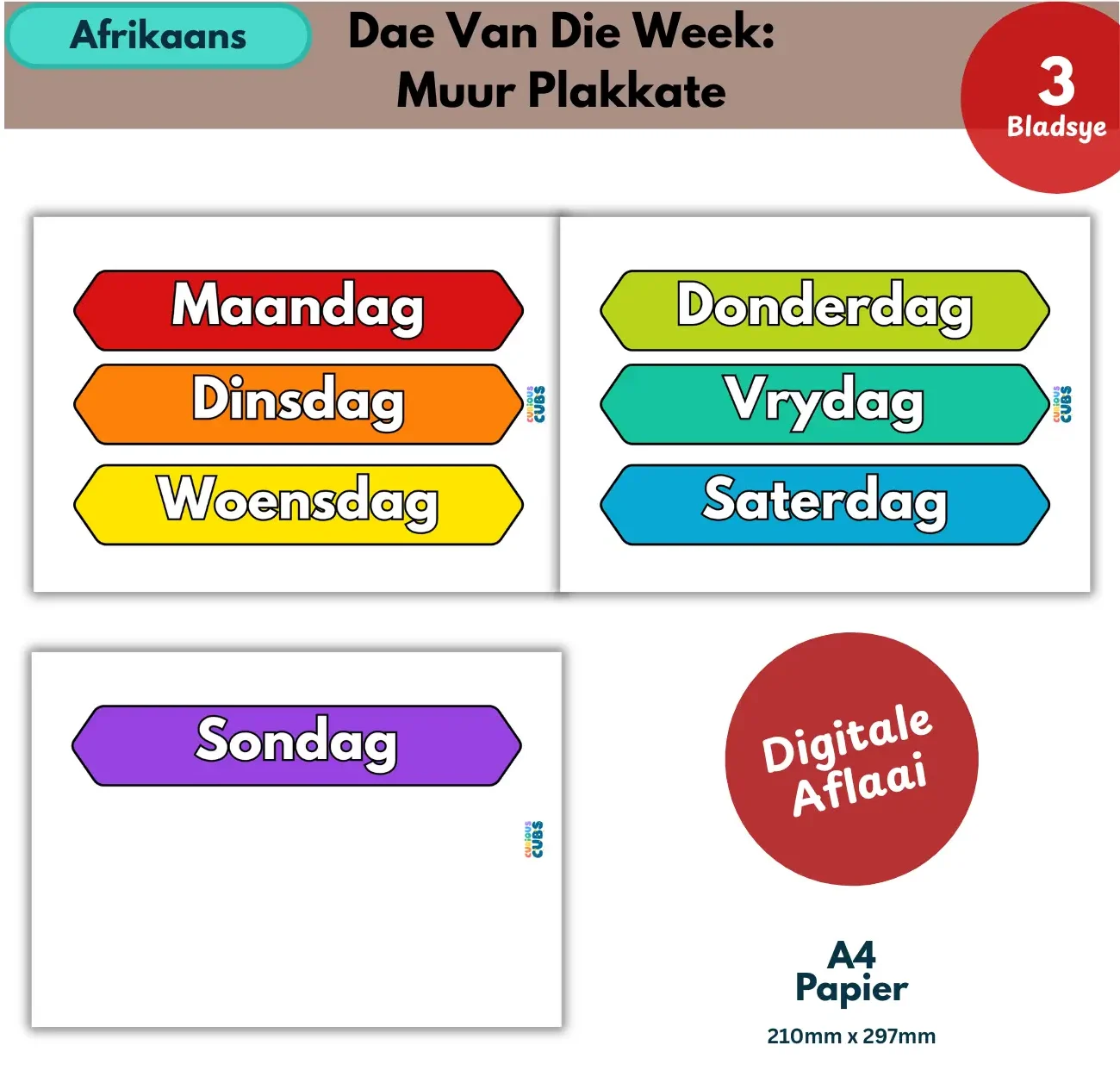 afrikaans days of the week wall posters 4 (copy)