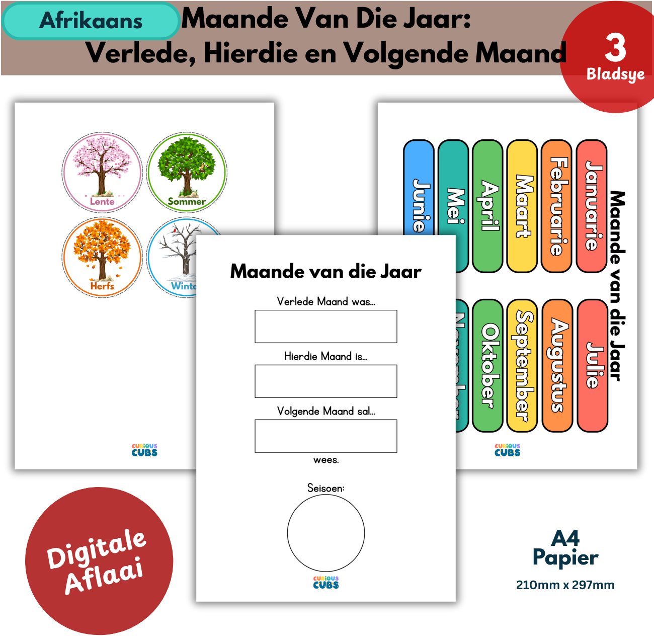 afrikaans months of the year activity