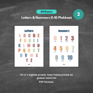 afrikaans letters & numbers poster | earthy theme