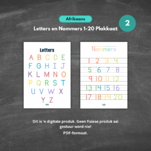 afrikaans letters & numbers poster rainbow 2