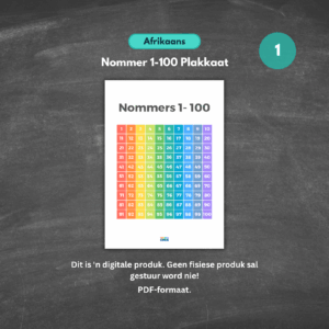 afrikaans numbers 1–100 poster rainbow 2