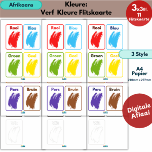 afrikaans paint colour flashcards