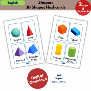 3d shapes flashcards basic