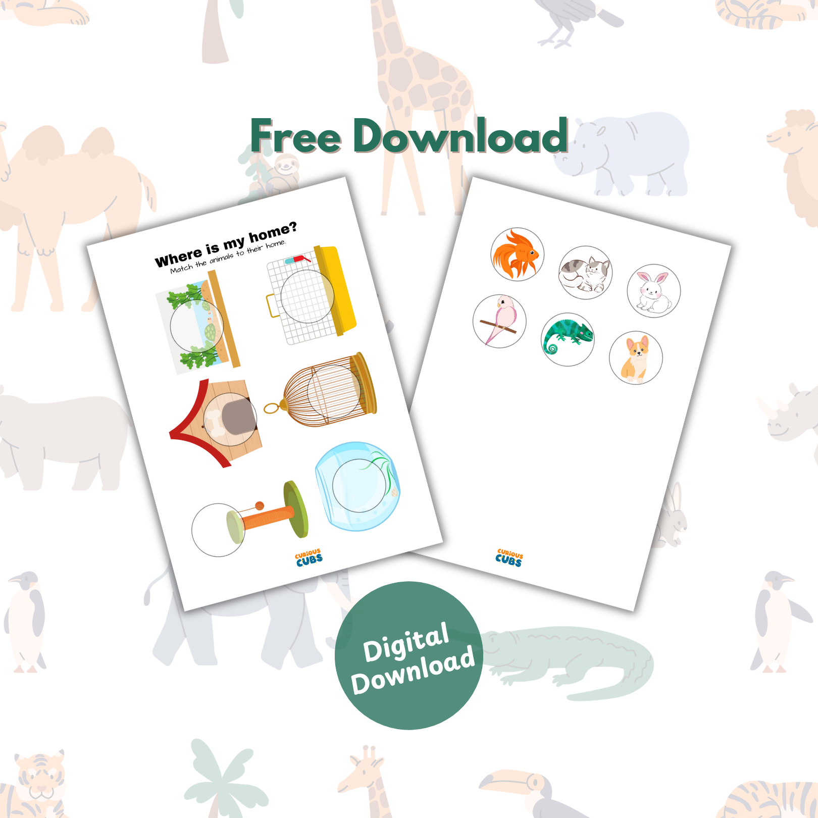 animal homes printable free download
