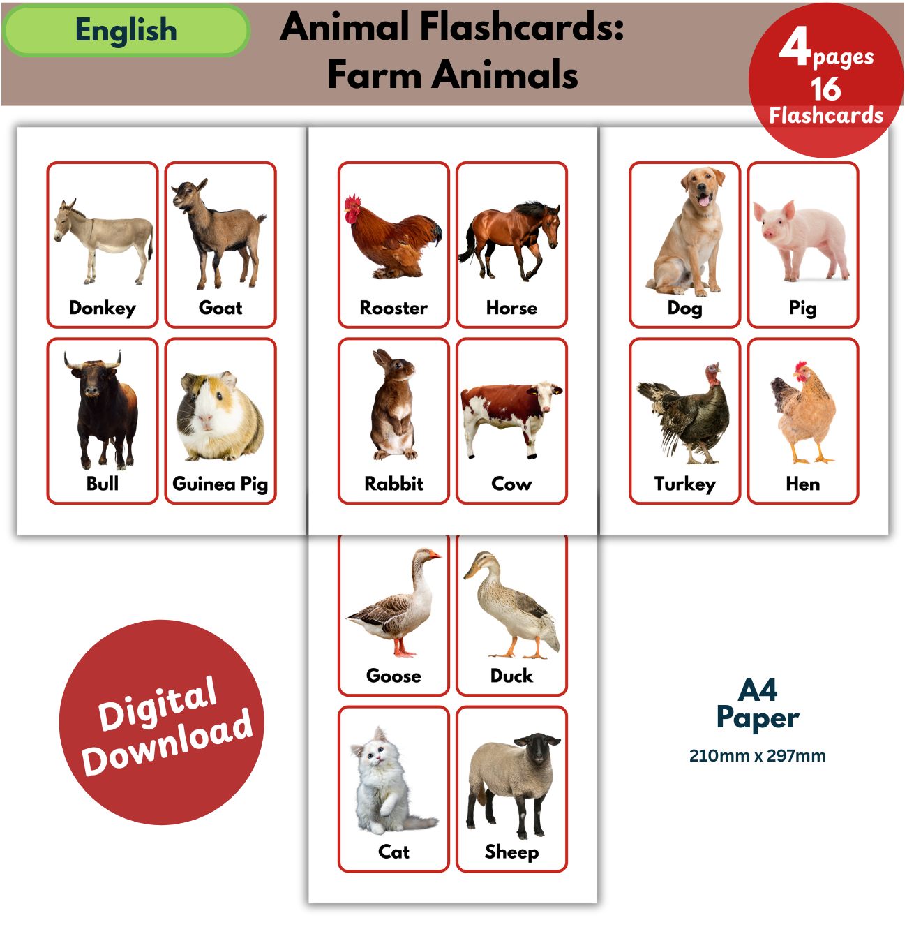 farm animals flashcards