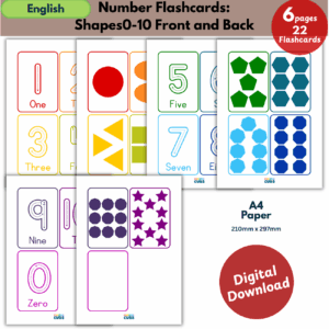 number flashcards 0–10 shapes 1