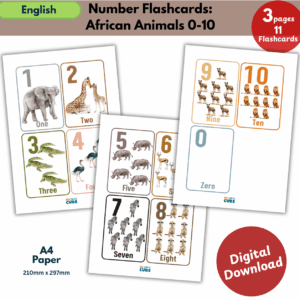 number flashcards 0 10 | africa animals 2