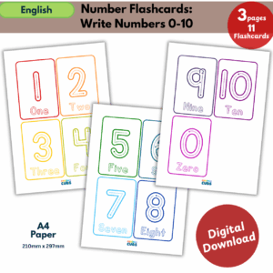 tracing numbers flashcards