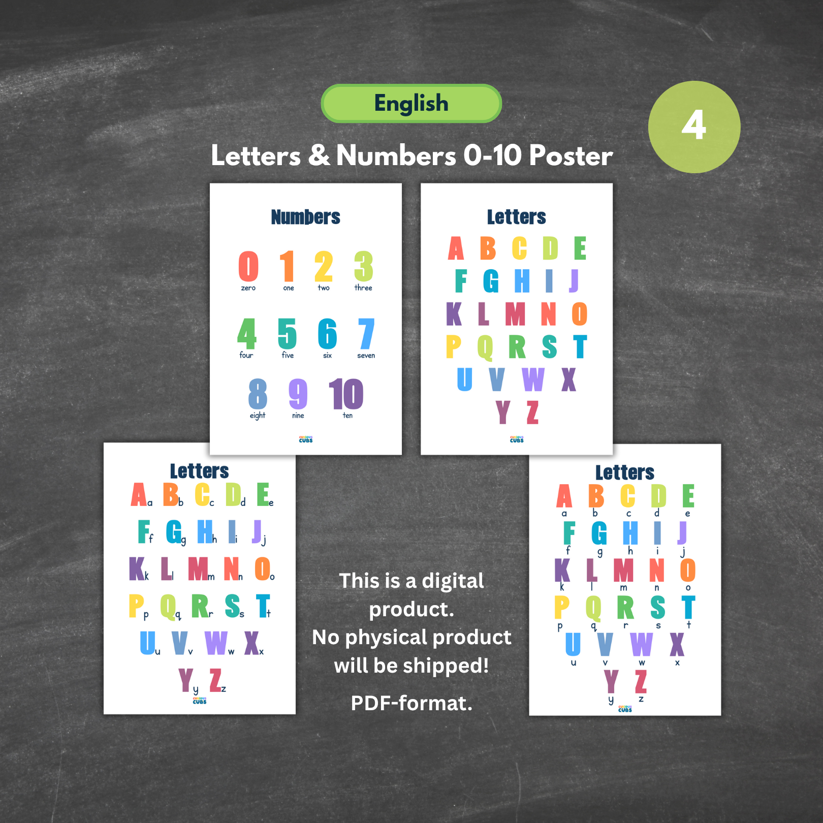 letters & numbers posters | rainbow set 1