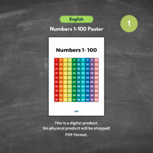 1–100 number chart bright rainbow
