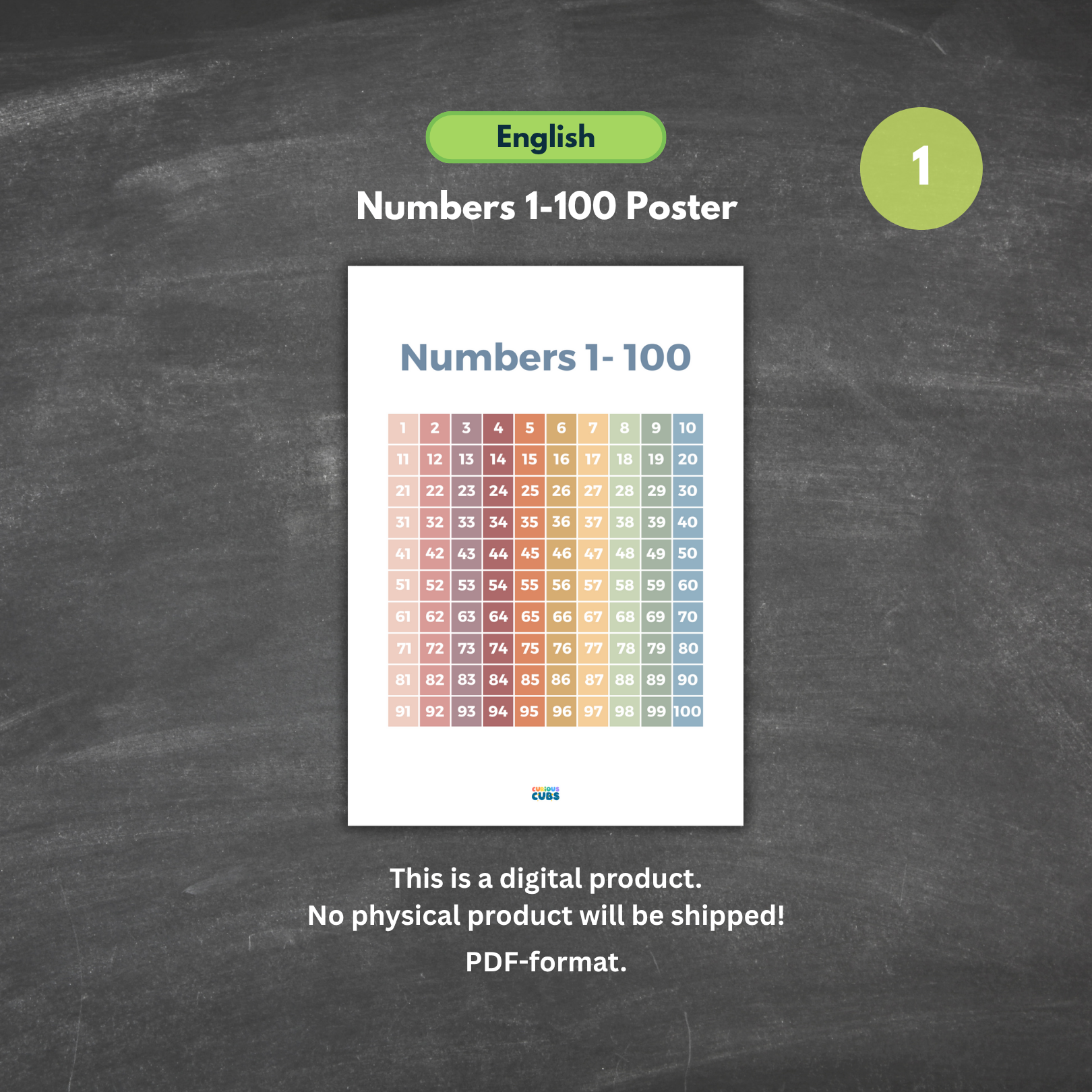 number chart 1–100 earthy