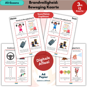 Brandveiligheid Oefen & Beweging Kaarte Bundel | Afrikaans Printable Activity Cards for Kids