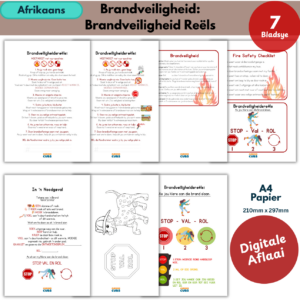 Brandveiligheid Reëls vir Kinders | Afrikaans Printable Fire Safety Pack