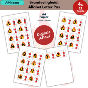 Brandveiligheid Alfabet Letter Pas | Afrikaans Printable Alphabet Matching Game