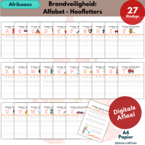 Brandveiligheid Alfabet Skryf Oefeninge Bundel | Afrikaans Hoofletters & Kleinletters Printable