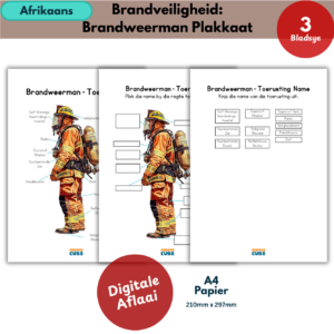 Brandveiligheid Naam Pas & Plakkaat Bundel | Afrikaans Firefighter Learning Activities
