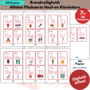 Brandveiligheid Alfabet Flitskaarte Bundel | Afrikaans Letterleer & Brandveiligheid Aktiwiteite