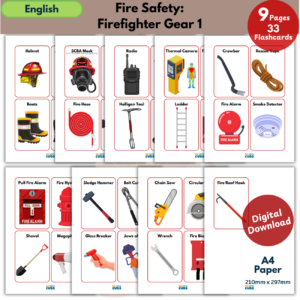 Fire Safety: Firefighter Gear Flashcards Bundle | Printable Learning Cards for Kids