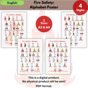 Fire Safety Alphabet Poster Bundle | Firefighter ABC Learning Posters for Preschool & Homeschool | A3 & A4 Printable Wall Art
