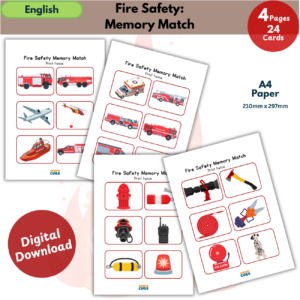 Fire Safety Memory Match Game | Firefighter Matching Activity Printable for Preschool & Toddlers