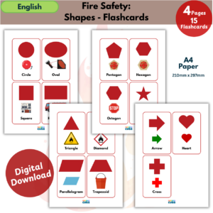 Fire Safety Shapes Bundle | Shape Flashcards & Shape Matching Activities for Preschool