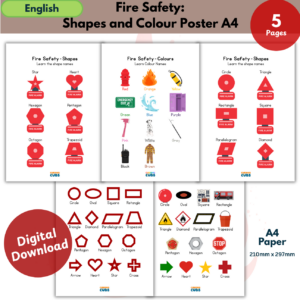 Fire Safety Shapes & Colours Posters | Firefighter Learning Posters for Preschool & Toddlers