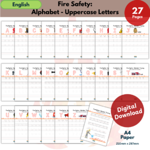 Fire Safety Alphabet Writing Practice Bundle | Uppercase & Lowercase Tracing Worksheets