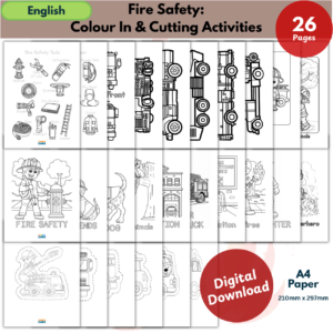 Fire Safety Colouring & Cutting Activities Bundle | Firefighter Colour-In & Scissor Skills Printable