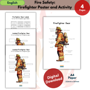 Fire Safety Label & Name Match Bundle | Firefighter Gear, Fire Truck Posters & Vocabulary Activities