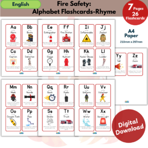 Fire Safety Alphabet Flashcards Bundle | Firefighter ABC Learning Cards for Preschool & Kindergarten