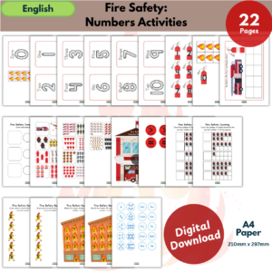 Fire Safety Numbers Learning Bundle | Firefighter Counting, Number Tracing & Clip Cards Printable
